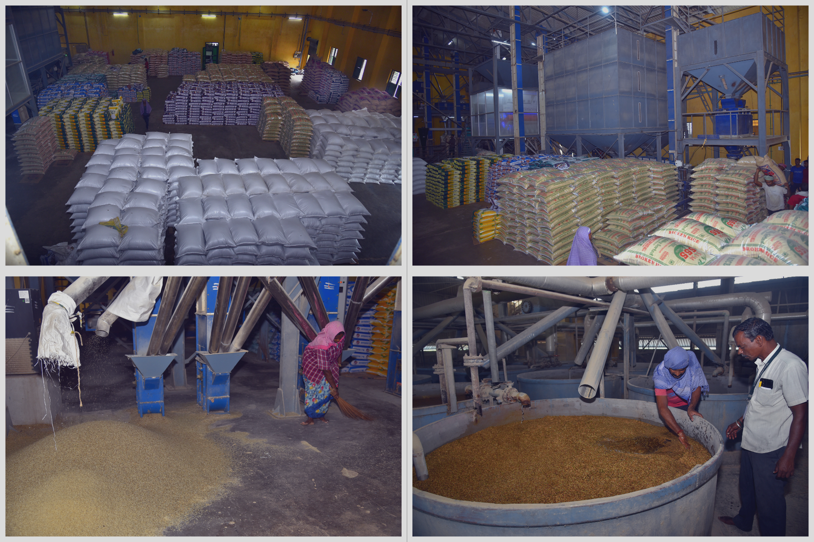 Collage of Sri Vinayaga Murugan Rice Mill operations and facilities